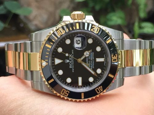 ROLEX SUBMARINER BLACK CERAMIC STAINLESS STEEL 18k YELLOW GOLD 2