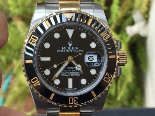 ROLEX SUBMARINER BLACK CERAMIC STAINLESS STEEL 18k YELLOW GOLD 2 Tone 116613