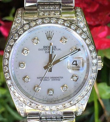 ROLEX WATCH LADIES 115200 34mm STAINLESS STEEL DATE - DIAMOND DIAL DIAMOND BEZEL