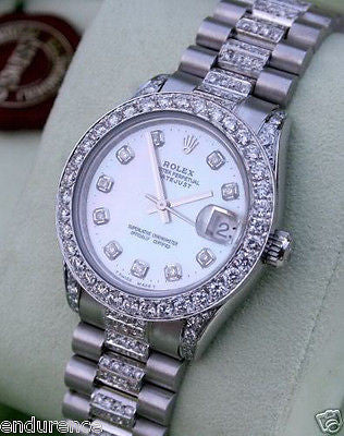 ROLEX LADIES MIDSIZE PRESIDENT 18k GOLD DIAMOND BAND DIAMONDS EVERYWHE Anaheim Jewelry
