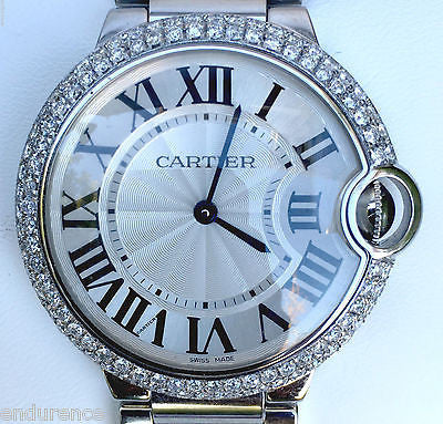 Cartier 36mm Stainless Steel Ballon Bleu with Custom Diamond Bezel