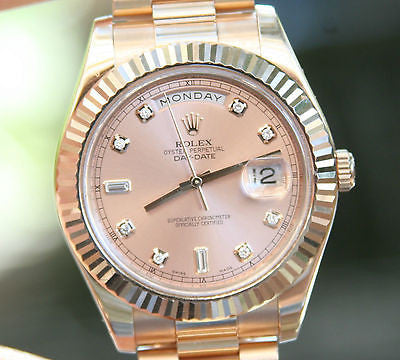 ROLEX MENS PRESIDENT DAY-DATE II 18k ROSE GOLD 41mm PINK DIAL