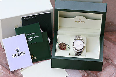 ROLEX MENS DATEJUST STAINLESS 16234 SILVER CONCENTRIC DIAL BLUE ROLEX MENS DATEJUST STAINLESS 16234 SILVER CONCENTRIC DIAL BLUE