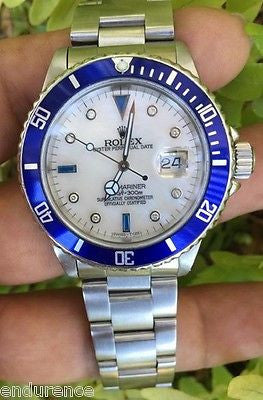 ROLEX 16610 SUBMARINER MENS LADIES STEEL MOTHER OF PEARL DIAMOND SAPPH