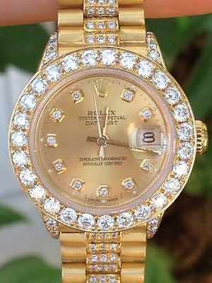 Ladies presidential rolex diamond bezel best sale