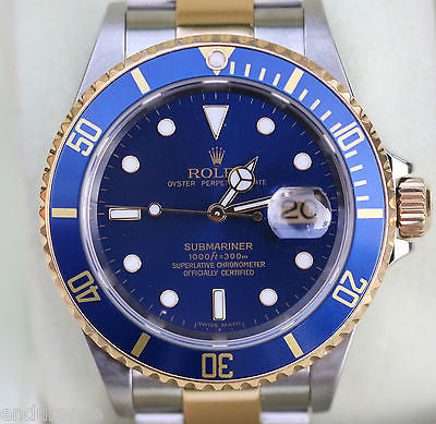 Rolex submariner sales gold steel blue