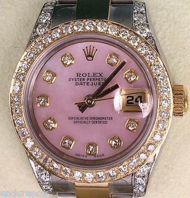 Ladies two tone best sale rolex with diamond bezel
