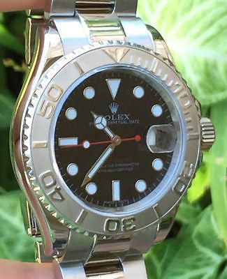 ROLEX YACHT-MASTER STEEL PLATINUM  40MM MENS YACHTMASTER 16622 UNIQUE BLACK DIAL