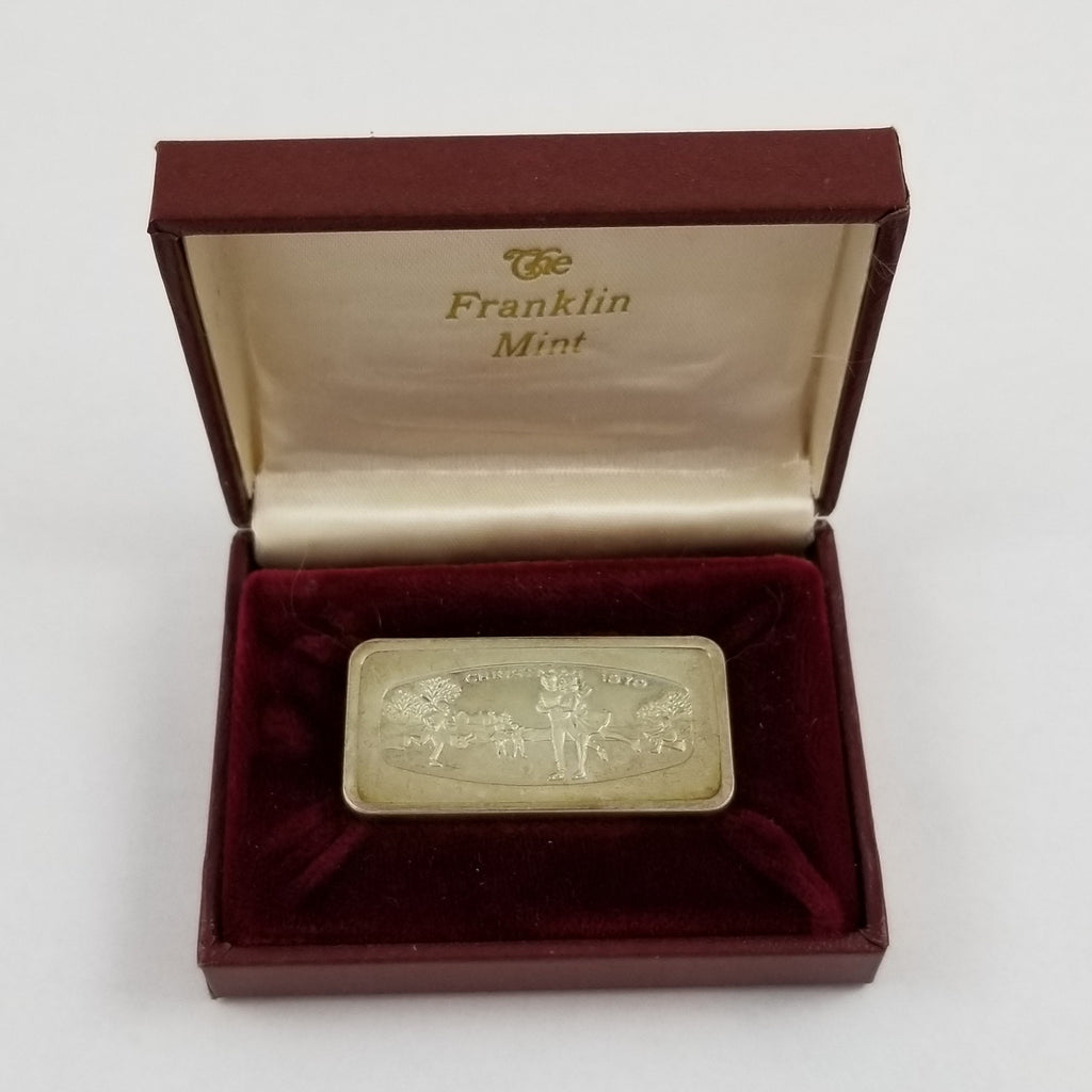 1970 Franklin Mint First Christmas Ingot Solid .925 Sterling Silver 1000 Grains