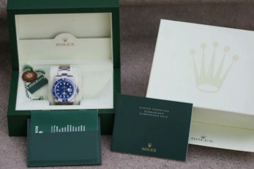 ROLEX SUBMARINER MENS 18k White GOLD 116619 CERAMIC BEZEL BLUE