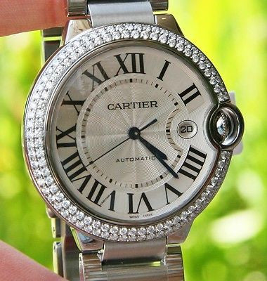 Cartier Steel Mens Ballon Bleu 42mm Watch Box Paper Warranty