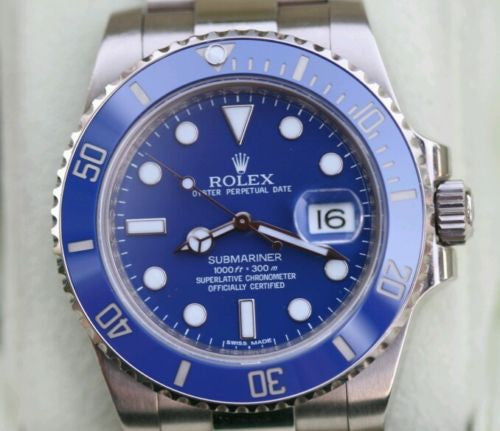 Rolex Submariner White Gold with Ceramic Blue Bezel 116619