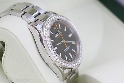 ROLEX MENS MILGAUSS STAINLESS STEEL WATCH 40MM 3 CARAT DIAMOND BEZEL Anaheim Jewelry