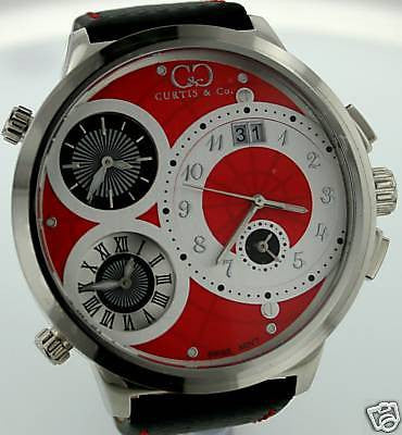 CURTIS BIG TIME WORLD RED DIAL STEEL TIME ZONE – Anaheim