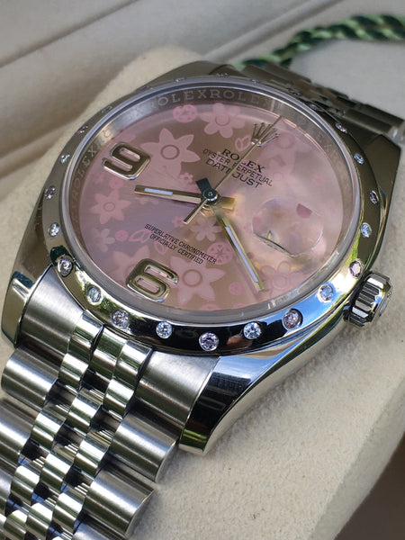 Rolex 116200 Datejust 36mm Mens Ladies Pink Floral with Diamond