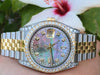 ROLEX Datejust Mens Womens  36mm 18k Steel Black Tahitian Mop Diamond Dial Unwor