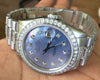 ROLEX DATEJUST MENS WOMENS 36mm Diamond President 18k WHITE GOLD BAND BLUE MOP