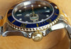 ROLEX SUBMARINER TWO TONE GOLD STAINLESS STEEL BLUE ON BLUE DIVER WATCH 16613