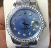 ROLEX DATEJUST MENS WOMENS 36mm Diamond President 18k WHITE GOLD BAND BLUE MOP