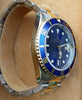 ROLEX SUBMARINER TWO TONE GOLD STAINLESS STEEL BLUE ON BLUE DIVER WATCH 16613