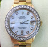 ROLEX PRESIDENT 18k YELLOW  GOLD BAND MIDSIZE 31mm WHITEGOLD DIAMOND BEZEL 68278
