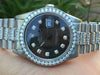 ROLEX DATEJUST MENS WOMENS 36mm Diamond President 18k WHITE GOLD BAND Black Dial