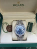 ROLEX DATEJUST MENS WOMENS 36mm Diamond President 18k WHITE GOLD BAND BLUE MOP