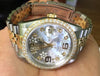 ROLEX LADIES MENS 36mm DATEJUST DIAMOND BEZEL FLORAL DIAL STEEL GOLD 2TONE