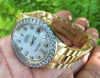 ROLEX PRESIDENT 18k YELLOW  GOLD BAND MIDSIZE 31mm WHITEGOLD DIAMOND BEZEL 68278