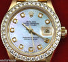 ROLEX PRESIDENT LADIES 18K GOLD MOTHER OF PEARL DIAMOND DIAL & BEZEL MODEL 69178