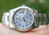 ROLEX MENS 41mm DATEJUST II 18K WHITE GOLD STEEL 116334 BLUE SILVER UNWORN