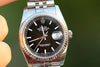 ROLEX MENS DATEJUST 36mm STAINLESS STEEL BLACK 116234 18K WHITE GOLD USED