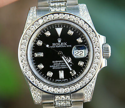 ROLEX STAINLESS STEEL DIAMOND SUBMARINER 116610 INSIDE BEZEL ENGRAVING