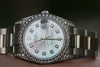 ROLEX WATCH WOMENS MENS 34mm STAINLESS STEEL DATE - DIAMOND DIAL DIAMOND BEZEL