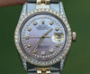 ROLEX MENS 16233 DATEJUST 18K GOLD STAINLESS STEEL DIAMOND MOTHER OF PEARL PINK