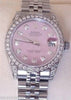 ROLEX DATEJUST MIDSIZE 178240 PINK MOTHER OF PEARL DIAMOND DIAL BEZEL AND LUGS