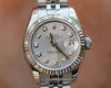 ROLEX LADIES 179174 DATEJUST 26mm 18k WHITE GOLD STEEL SILVER DIAMOND DIAL