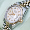 ROLEX DATEJUST TWO TONE 18K GOLD STAINLESS STEEL WATCH SILVER DIAMOND DIAL 16233