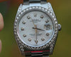ROLEX WATCH WOMENS MENS 34mm STAINLESS STEEL DATE - DIAMOND DIAL DIAMOND BEZEL