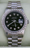 ROLEX DATEJUST 18K GOLD PRESIDENT BAND DIAMONDS BLACK  IMMACULATE WATCH