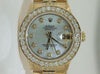 ROLEX MIDSIZE PRESIDENT 18K YELLOW GOLD VINTAGE DIAMOND BEZEL PEARL DIAL BAND