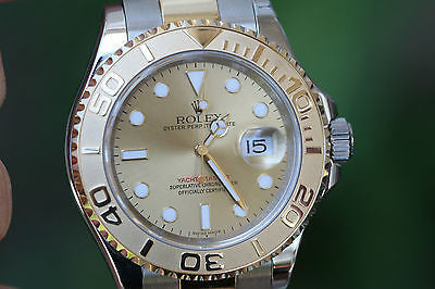 ROLEX MENS YACHTMASTER 16623 CHAMPAGNE GOLD DIAL BOX CARD