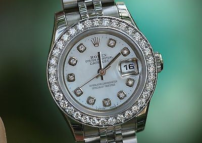 ROLEX LADIES 179160 26mm STAINLESS STEEL JUBILEE BAND DIAMOND BEZEL DIAL UNWORN