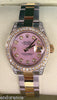 ROLEX LADIES DATEJUST TWO TONE MOTHER OF PEARL PINK DIAMONDS DIAL BEZEL 179173