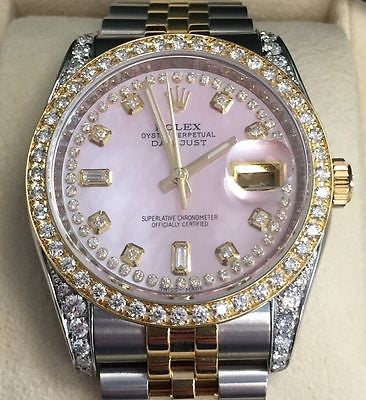 ROLEX 36mm LADIES MENS 116233 DATEJUST 18K GOLD STEEL DIAMOND PINK MOP UNWORN