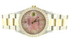 ROLEX MENS 16233 DATEJUST 18K GOLD STAINLESS STEEL DIAMOND PINK MOTHER OF PEARL