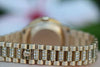 ROLEX MIDSIZE PRESIDENT 18K YELLOW GOLD VINTAGE DIAMOND BEZEL PEARL DIAL BAND