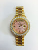 ROLEX PRESIDENT 18038 18K GOLD MOTHER OF PEARL PINK DIAMOND DIAL 6ct BEZEL