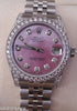 ROLEX DATEJUST MIDSIZE 178240 PINK MOTHER OF PEARL DIAMOND DIAL BEZEL AND LUGS