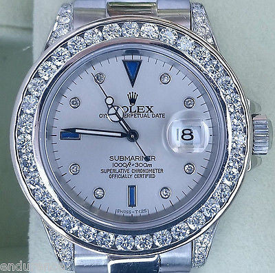 ROLEX SUBMARINER 16610 DIAMOND BAND DIAMONDS EVERYWHERE & ALL OVER 40MM